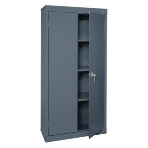 Shelving Storage Cabinet, 72 in H, 30 in W, 18 in D, Swing, Keyed, Dark Gray, 3 Shelves, 0 Drawers - VF31301872-02