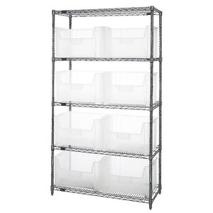 Steel Bin Shelving, 42 in W x 74 in H x 18 in D, 5 Shelves, Clear - WR5-700CL