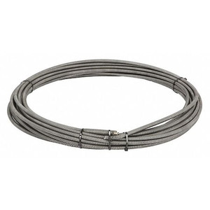 Drain Cleaning Cable, 3/8 in Dia, 75 ft Length, Inner Core, Coupling, 2 1/2 in Max Pipe Dia - 37847