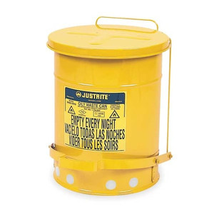 Oily Waste Can, 6 Gal., Steel, Yellow - 09101