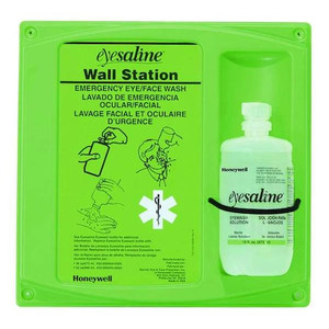 Single Use Eyewash Station, 1 Bottle Buffered Saline Solution Included (16 oz), Plastic Housing - 32-000460-0000-H5