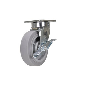Gray Swivel With Brake Thermoplastic Rubber 6 x 2 Caster - CST-FC47-6X2DK-SWB Gray Swivel With Brake Thermoplastic Rubber 6 x 2 Caster - CST-FC47-6X2DK-SWB