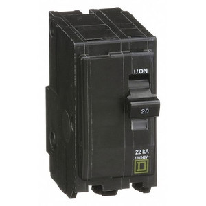 Miniature Circuit Breaker, QO Series, 20A, 2 Pole, 120/240V AC, 22kA at 120/240V AC - QO220VH