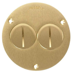Electrical Box Cover, 2 Gangs, Round, Brass - S3725