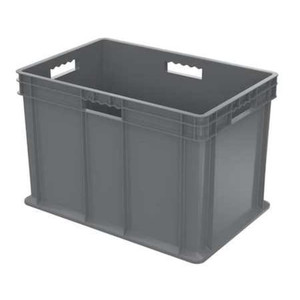 Straight Wall Container, Gray, Industrial Grade Polymer, 23 3/4 in L, 15 3/4 in W, 16 1/8 in H - 37686GREY