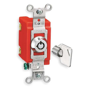 Wall Swtch, 4-Way, 20A, SS, Barrl Key Lockng - HBL1224RKL