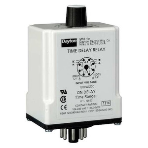Time Delay Relay, 120VAC/DC, 10A, DPDT - 1EGB9