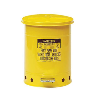 Oily Waste Can, 10 Gal., Steel, Yellow - 09301