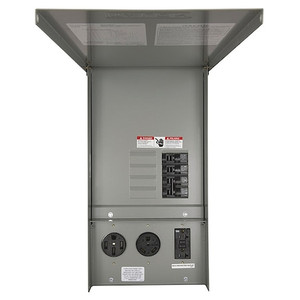 Temporary GFCI Outlet Panel, 125 A , 120/240V AC, 1 Phase, NEMA 3R, 4 Outlets, Surface Mount, Gray - TL137US