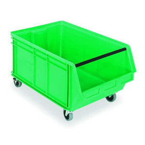 Mobile Storage Bin, Polyethylene, 18 3/8 in W, 14 7/8 in H, 29 in L, Green - QMS843MOBGN