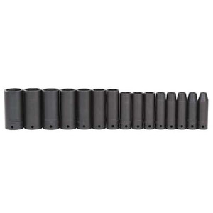 1/2" Drive Thin Wall Impact Socket Set, SAE, 15 pcs - J74117