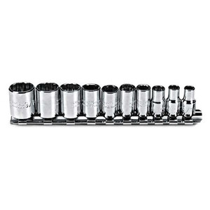 1/4" Drive Socket Set SAE 10 Pieces 3/16 in to 9/16 in , Full Polish - J47104