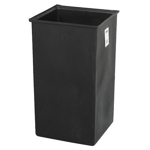 36 gal Square Trash Can, Black, 17" Dia, Rigid Plastic - 9669