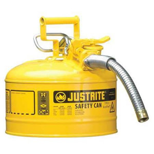 Type II Safety Can, 1 Gal Capacity, For Use With Diesel, Galvanized Steel, Yellow, Includes Hose - 7210220