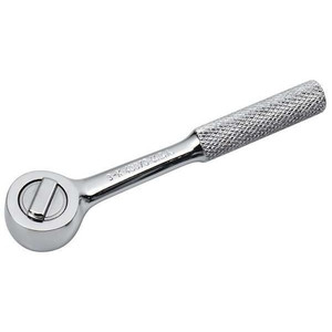 1/4" Drive 60 Geared Teeth Round Head Style Hand Ratchet, 4-1/2" L, SuperKrome Plating Finish - 40970