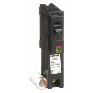 Circuit Breaker, HOM Series, 15A, 1 Pole, 120V AC, 10kA - HOM115DF