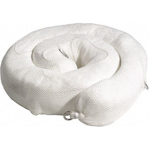 Sorbents, 38 gal, 8 in x 10 ft, Oil, White, Polyester - WB810SN