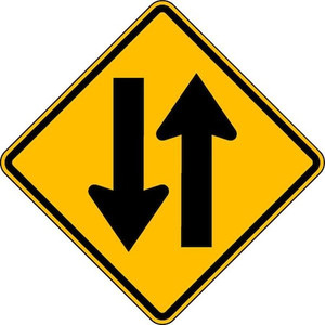 Two Way Traffic Traffic Sign, 24 in H, 24 in W, Aluminum, Diamond, No Text, W6-3-24HA - W6-3-24HA