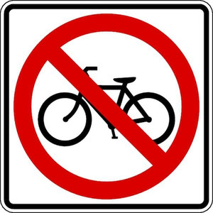 No Bicycles Traffic Sign, 24 in Height, 24 in Width, Aluminum, Square, No Text - R5-6-24HA