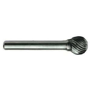 Carbide Bur, 1853 SD-9 CLE-SD Ball Shaped Bur Standard Cut 1"x1/4" Hardened Steel Shank - C17739