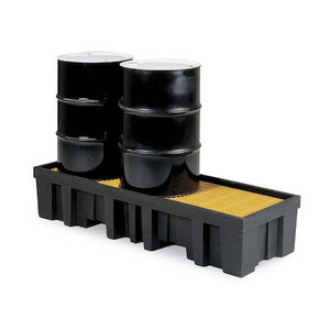 Drum Spill Containment Pallet, 78 gal Spill Capacity, 3 Drum, 3000 lb., High Density Polyethylene - 1630P