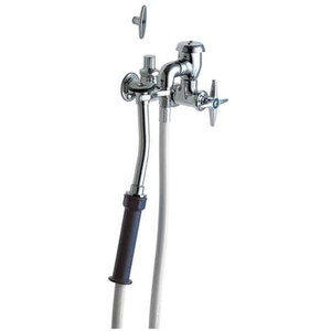 Wall-Mounted Bedpan Washer, Cross Handle, Inlet Size 1/2", Chrome Plated - 809-CP