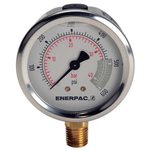 Pressure Gauge, 0 to 600 psi, 1/4 in NPTF, Stainless Steel, Silver - G2513L