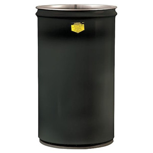 Open Head Waste Receptacle Drum, Steel, 15 gal, Unlined, Black - 26005K