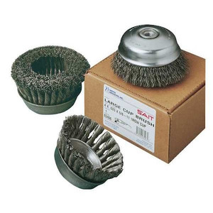 SAIT 03413 Knot Wire Large Cup Brushes (Stainless Steel), 6" Dia x .020" Wire Size x 5/8-11" Arbor, 1-Pack - 03413