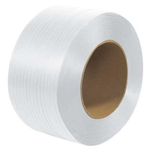 Polypropylene Strapping, Machine Grade, Embossed, 9" x 8" Core, 1/2" x 7200', White, 1/Coil - PS3225