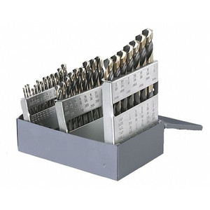 29PC 135° Heavy-Duty Jobber Length Drill Set Cle-Line 1878 Black & Gold HSS 1/16-1/2x1/64 - C18125