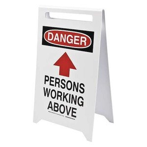 Warning System Floor Stand, 20" H, 12" W, Plastic, Rectangle, English, 47239 - 47239