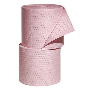 Sorbents, 40 gal, 15 in x 150 ft, Universal, Pink, Polypropylene - MAT320