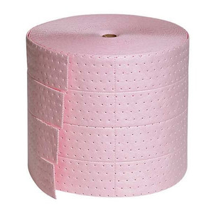 Sorbents, 19 gal, 15 in x 150 ft, Universal, Pink, Polypropylene - MAT343