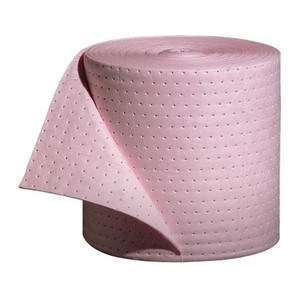 Sorbents, 20 gal, 15 in x 150 ft, Universal, Pink, Polypropylene - MAT303