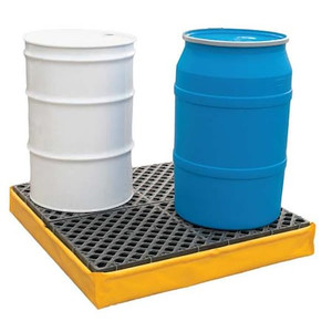 Drum Spill Containment Pallet, 66 gal Spill Capacity, 4 Drum, 2400 lbs., Polyethylene - 1346