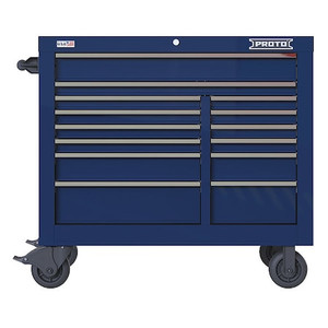 Velocity Rolling Tool Cabinet, 14 Drawer, Blue, Steel, 42 in W x 22-1/2 in D x 38-1/2 in H - JSTV4239RD14BL