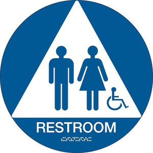Restroom, 12 in x 12 in, Circle, Plastic, 106184 - 106184