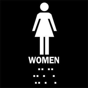 Restroom Sign, Women, 8" W x 8" H, Square, Plastic, 73400 - 73400