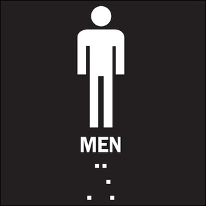 Restroom Sign, Men, 8" W x 8" H, Square, Plastic, 70102 - 70102