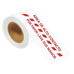 Spanish Area De Alto Contacto Floor Tape, 100 ft Height, 4 in Width, Polyester, English - 170548
