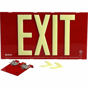 Exit Sign, English, 15-3/4" W, 8-3/4" H, Aluminum, Steel, Red - 145498 Exit Sign, English, 15-3/4" W, 8-3/4" H, Aluminum, Steel, Red - 145498