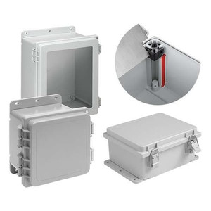 Non-Glass Filed Polyester Electrical Enclosures, 10.05 in H, 6.38 in D, 10 in W, NEMA 4X - A10106PHC