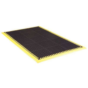 Black with Yellow Border Drainage Holes Drainage Mat 3 ft. 2" W x 5 ft. 4" L, 7/8" - 38ZC97