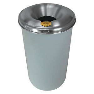 12 gal Round Trash Can, White, 15 in Dia, Open Top, Aluminum - 26612W