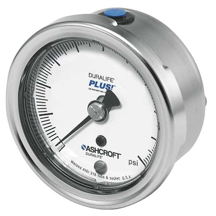 Pressure Gauge, 0 to 15 psi, 1/4 in MNPT, Stainless Steel, Silver - 251009SW02BXLL15
