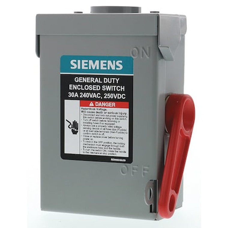 Nonfusible Safety Switch, General Duty, 240V AC, 3PST, 30 A, NEMA 3R - GNF321RA