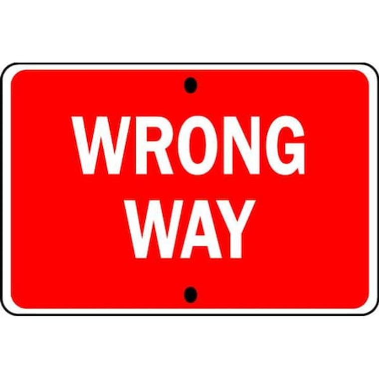 Wrong Way Traffic Sign, 18 in H, 30 in W, Aluminum, Horizontal Rectangle, English, R5-1A-30DA - R5-1A-30DA