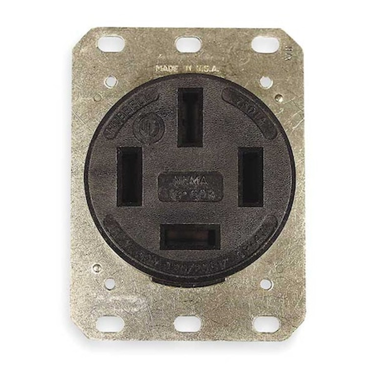 Receptacle, 60 A Amps, 120/208V AC, Flush Mount, Single Outlet, 18-60R, Black - HBL7301A