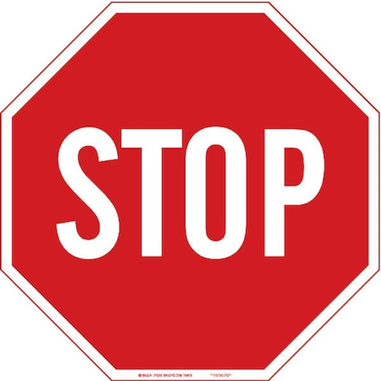 Stop Sign, 24" W, 24" H, English, Aluminum, Red, White - 94143